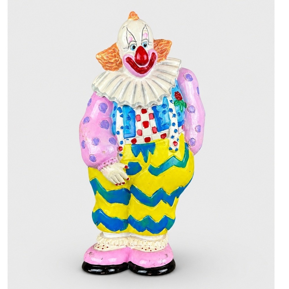 Vintage Style Ceramic Clown Piggy Bank Colorful Circus Decor 7.5 Inch Figurines